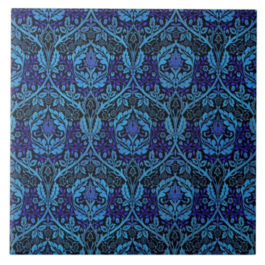 Vintage-Dekorationsmuster in Blau Fliese (Vorderseite)
