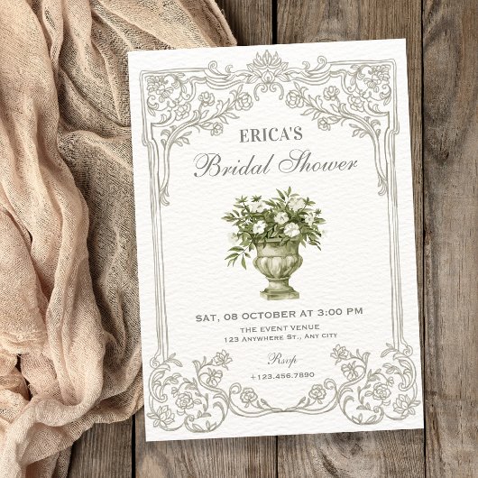Vintage-Dekorative französische Toile-Brautparty Einladung