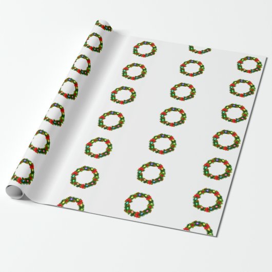 Vintage-Dekorativer-Weihnachts-Kranz Geschenkpapier (Ungerollt)