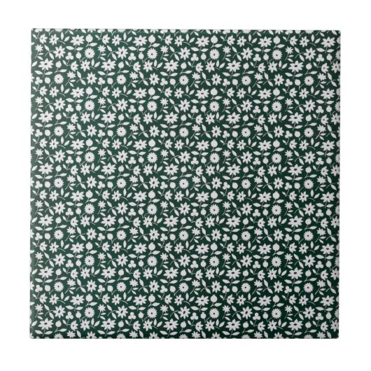 Vintage-Dekoratives Dichtes Blumenmuster Fliese (Vorderseite)