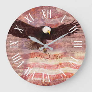 Vintage Dekoupage Weißkopfseeadler Große Wanduhr