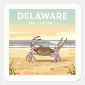 Vintage Delaware Quadratischer Aufkleber (Vorderseite)