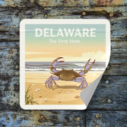 Vintage Delaware Quadratischer Aufkleber