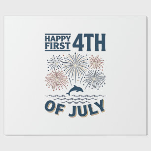 Vintage-Delfin 4. Juli Feuerwerk-Shirt-Design Geschenkpapier