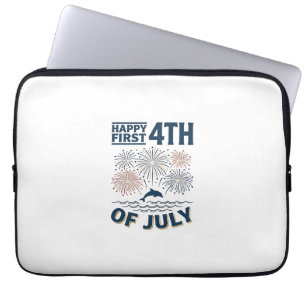 Vintage-Delfin-4.-Juli-Feuerwerk-Shirt-Design Laptopschutzhülle