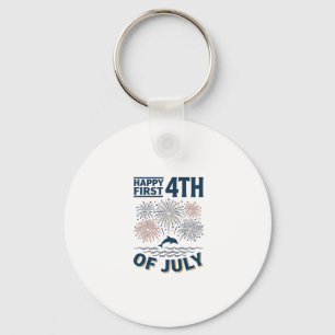 Vintage-Delfin 4.-Juli-Feuerwerk-Shirt-Design Schlüsselanhänger
