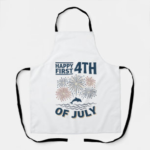 Vintage-Delfin 4. Juli Feuerwerk-Shirt-Design Schürze
