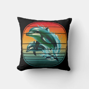 Vintage-Delfin-Ozean-Meereskreatur-Delfine Kissen