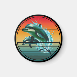 Vintage-Delfin-Ozean-Meereskreatur-Delfine Magnet