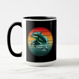 Vintage-Delfin-Ozean-Meereskreatur-Delfine Tasse