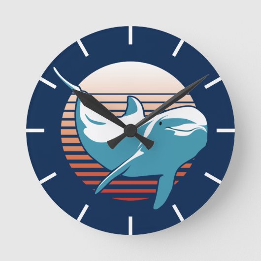 Vintage Delphin Runde Wanduhr (Vorderseite)