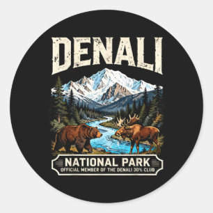 Vintage Denali 30 Club Alaska Nationalpark Wandere Runder Aufkleber