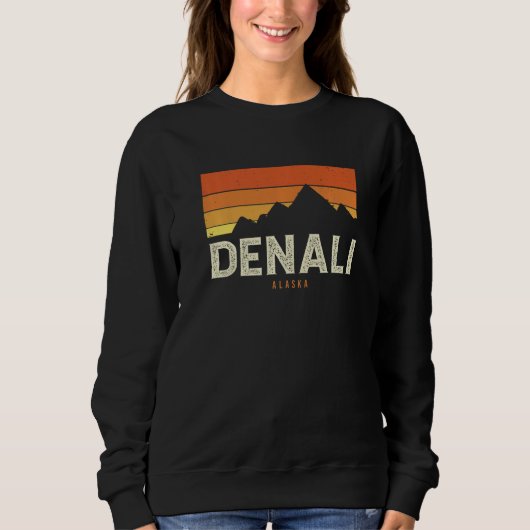 Vintage Denali Alaska Mountains Sunset Retro Premi Sweatshirt (Vorderseite)