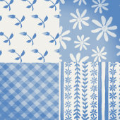 Vintage Denim Blau Cremeweiß Patchwork  Schürze