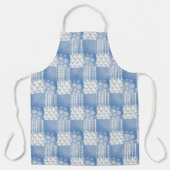 Vintage Denim Blau Cremeweiß Patchwork  Schürze (Vorderseite)