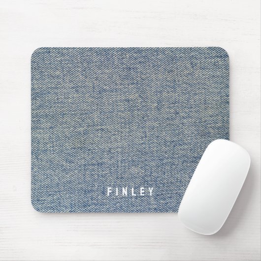 Vintage Denim Blue Jeans Look Mousepad (Mit Mouse)