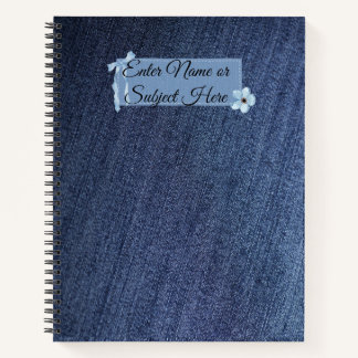 Vintage-Denim-Schwarze-Katze-Anpassbarer-Name-Noti Notizblock