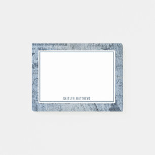 Vintage-Denim-Sketches Jeans-Textur Name Post-it Klebezettel
