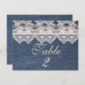 Vintage Denim-Tischnummer-Karte Postkarte (Vorne/Hinten)