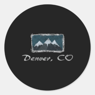 Vintage Denver Colorado Winterspaß beim Skifahren  Runder Aufkleber