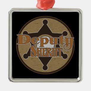 Vintage Deputy Sheriff Silbernes Ornament