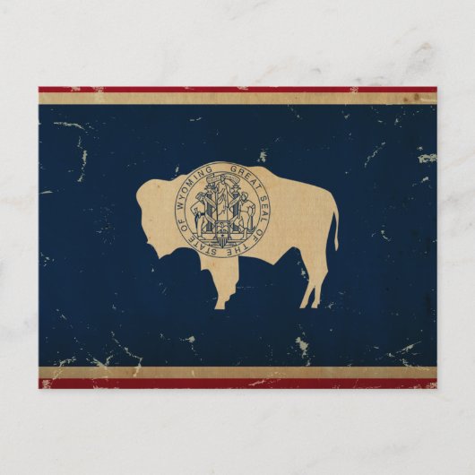 Vintage der Flagge des Wyoming-Staates Postkarte (Vorderseite)