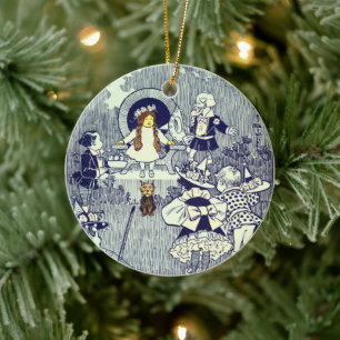 Vintage Der Zauberer von Oz, Dorothy trifft die Mu Keramik Ornament