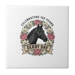 Vintage Derby Day Pferd Blumen Shirt Design Fliese