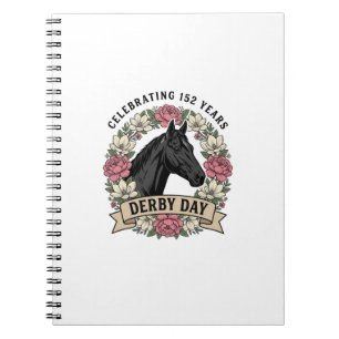 Vintage Derby Day Pferd Blumen Shirt Design Notizblock