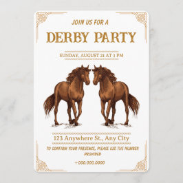 Vintage Derby Party Invitation with Elegant Horses Einladung