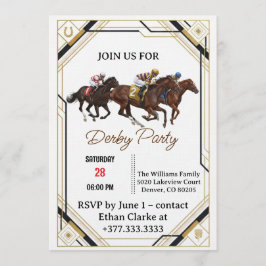 Vintage Derby Party Invitation with Elegant Horses Einladung