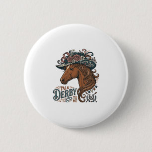 Vintage Derby Pferd Blumenhut Hemd Design_1 Button