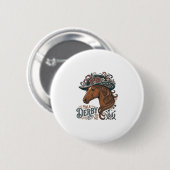Vintage Derby Pferd Blumenhut Hemd Design_1 Button (Vorne & Hinten)