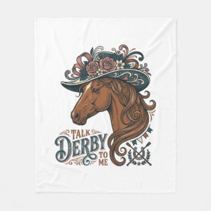 Vintage Derby Pferd Blumenhut Hemd Design_1 Fleecedecke