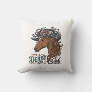 Vintage Derby Pferd Blumenhut Hemd Design_1 Kissen