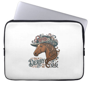 Vintage-Derby-Pferd-Blumenhut-Hemd-Design_1 Laptopschutzhülle