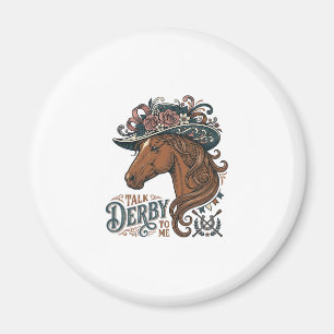 Vintage Derby Pferd Blumenhut Hemd Design_1 Magnet
