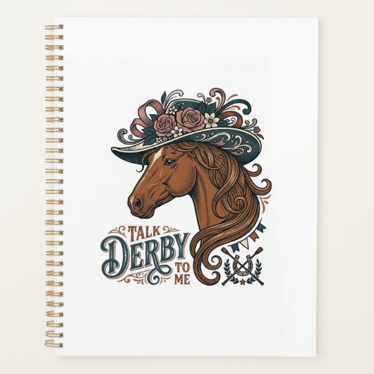 Vintage-Derby-Pferd-Blumenhut-Hemd-Design_1 Planer (Vorderseite)