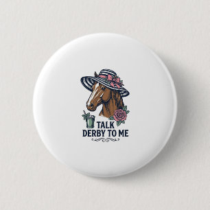 Vintage Derby Pferde Hut Talk Derby To Me Design Button
