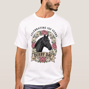 Vintage-Derby-Tag-Pferd-Blumenhemd-Design T-Shirt