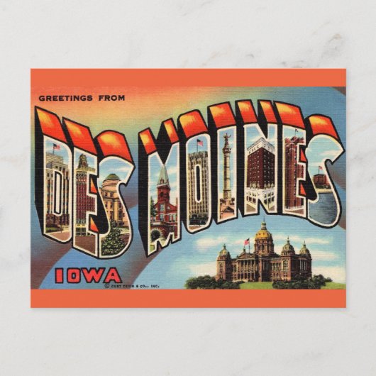 Vintage Des Moines Iowa Postcard Postkarte (Vorderseite)