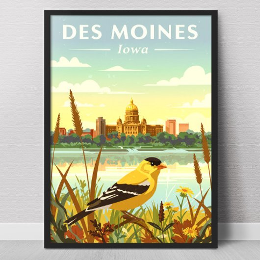 Vintage Des Moines Iowa Poster