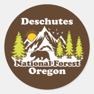 Vintage Deschutes National Forest Oregon Runder Aufkleber