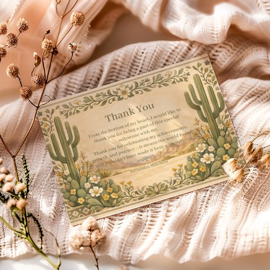 Vintage Desert Botanicals Birthday Dankeskarte