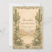 Vintage Desert Botanicals Birthday Einladung (Vorderseite)