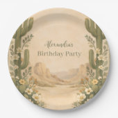 Vintage Desert Botanicals Birthday Pappteller (Vorderseite)