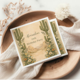 Vintage Desert Botanicals Birthday Serviette