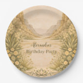 Vintage Desert Florals Birthday Pappteller (Vorderseite)