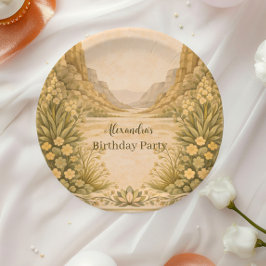 Vintage Desert Florals Birthday Pappteller