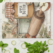 Vintage-Design Apfelbutter & Apfelkuchen. Geschirrtuch (Gefaltet)